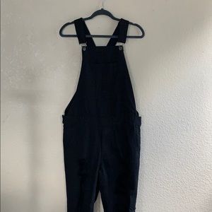 Forever 21 Black Distressed Overalls